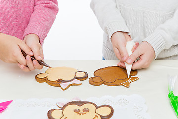 Image showing Children making christmas gingerbread