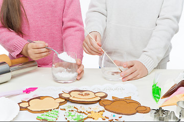 Image showing Children making christmas gingerbread