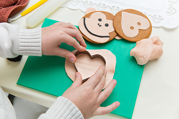 Image showing Children making christmas gingerbread