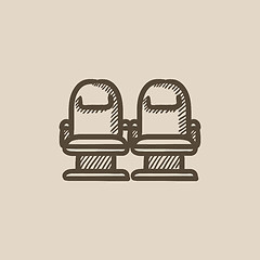 Image showing Cinema chairs sketch icon.