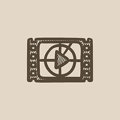 Image showing Film strip with play button sketch icon.