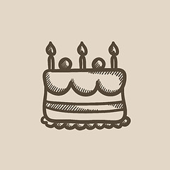 Image showing Birthday cake with candles sketch icon.