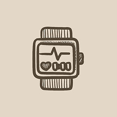 Image showing Smartwatch sketch icon.