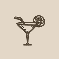 Image showing Cocktail glass sketch icon.