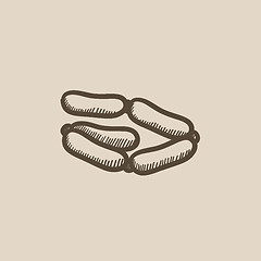 Image showing Chain of sausages sketch icon.