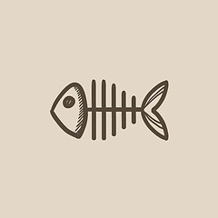 Image showing Fish skeleton sketch icon.