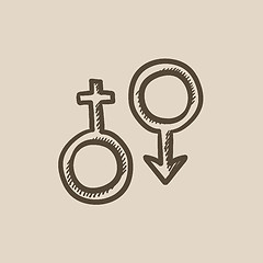 Image showing Male and female symbol sketch icon.