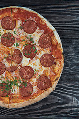 Image showing Tasty pepperoni pizza