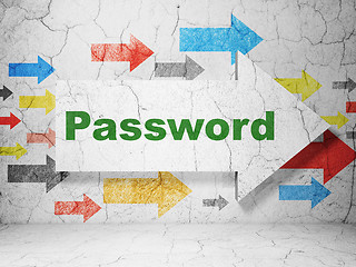 Image showing Safety concept: arrow with Password on grunge wall background