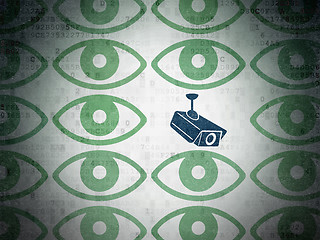 Image showing Protection concept: cctv camera icon on Digital Data Paper background