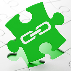 Image showing Web development concept: Link on puzzle background