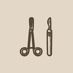 Image showing Surgical instruments sketch icon.