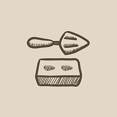 Image showing Spatula with brick sketch icon.