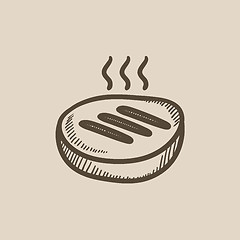 Image showing Grilled steak sketch icon.