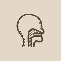 Image showing Human head with ear, nose, throat sketch icon.