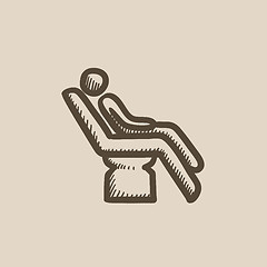 Image showing Man sitting on dental chair sketch icon.