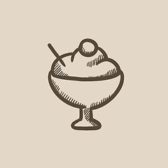 Image showing Cup of ice cream sketch icon.