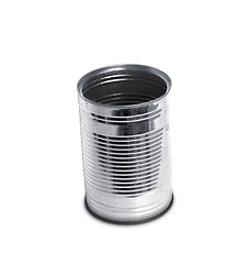 Image showing Empty open tin can without label isolated on white.