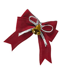 Image showing Beautiful red satin gift bow, isolated on white