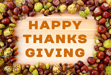 Image showing Happy Thanksgiving greeting with natural autumn frame