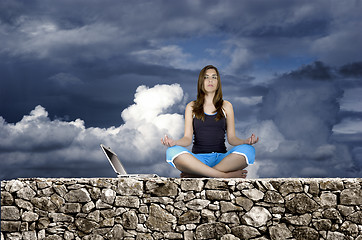 Image showing Meditating