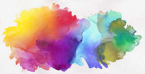 Image showing rainbow colored watercolor paints on paper