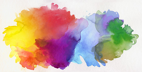 Image showing rainbow colored watercolor paints on paper