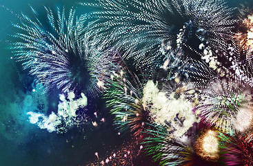 Image showing bright sparkling multicolor fireworks