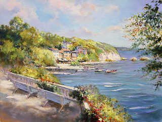 Image showing colorful seascape oil painting