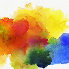 Image showing rainbow colored watercolor paints on paper