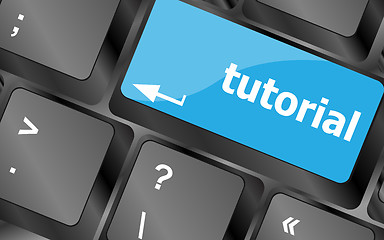 Image showing tutorial or e learning concept with key on computer keyboard. Keyboard keys icon button vector
