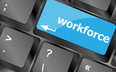 Image showing Workforce keys on keyboard - business concept. Keyboard keys icon button vector