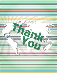 Image showing The word thank you on digital screen, social concept vector quotation marks with thin line speech bubble. concept of citation, info, testimonials, notice, textbox