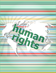 Image showing Law concept: words human rights on business digital background vector quotation marks with thin line speech bubble. concept of citation, info, testimonials, notice, textbox