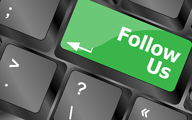 Image showing Social media concept: Keyboard with Follow Us button. Keyboard keys icon button vector