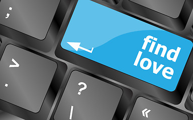 Image showing A keyboard with a find love button - social concept. Keyboard keys icon button vector