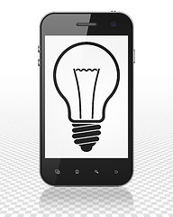 Image showing Finance concept: Smartphone with Light Bulb on display