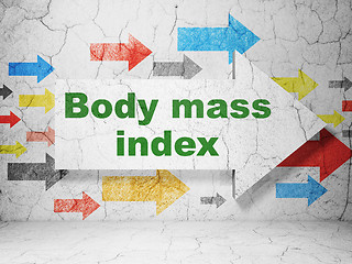 Image showing Healthcare concept: arrow with Body Mass Index on grunge wall background