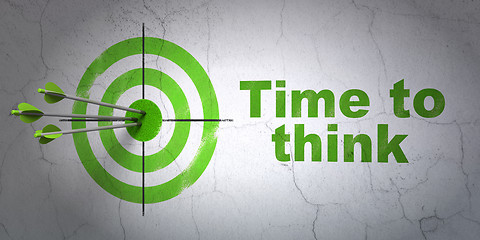 Image showing Time concept: target and Time To Think on wall background