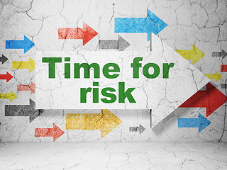 Image showing Time concept: arrow with Time For Risk on grunge wall background