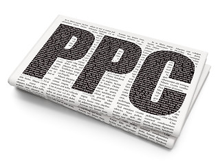 Image showing Advertising concept: PPC on Newspaper background