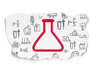 Image showing Science concept: Flask on Torn Paper background