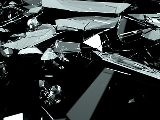 Image showing Pieces of broken or Shattered transparent glass