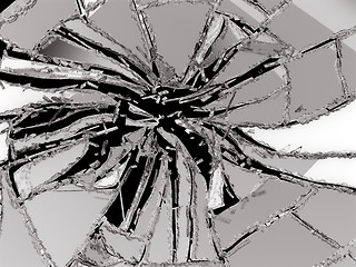 Image showing Demolished or shattered glass on black