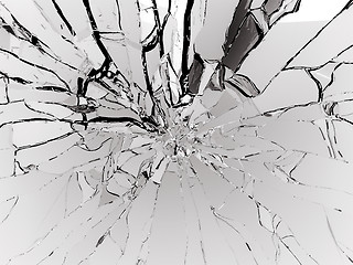 Image showing Destructed or Shattered white glass isolated