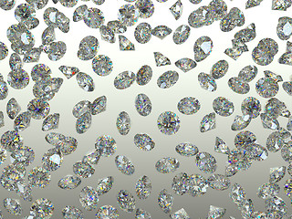 Image showing Large Gemstones scatter and fly away over gradient 