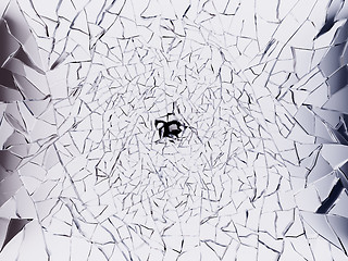 Image showing Sharp Pieces of shattered glass isolated on black