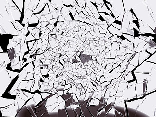 Image showing Pieces of Broken or Shattered white glass isolated