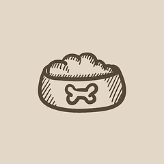 Image showing Dog bowl with food sketch icon.