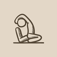 Image showing Man practicing yoga sketch icon.